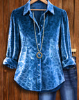 Ocean Mist Jacquard Puff-Sleeve Shirt