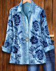 Indigo Rose Print Classic Button-Down
