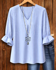 Skyline Stripe V-Neck Pleat Tunic