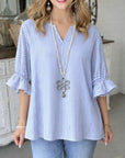 Skyline Stripe V-Neck Pleat Tunic