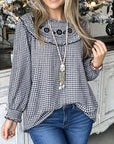 Vintage Gingham Floral Embroidery Top