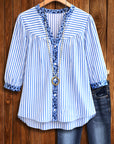 Harbor Stripe Button Blouse