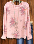 Rose Waffle Floral Lounge Top