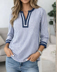 Harbor Stripe Split-Neck Shirt