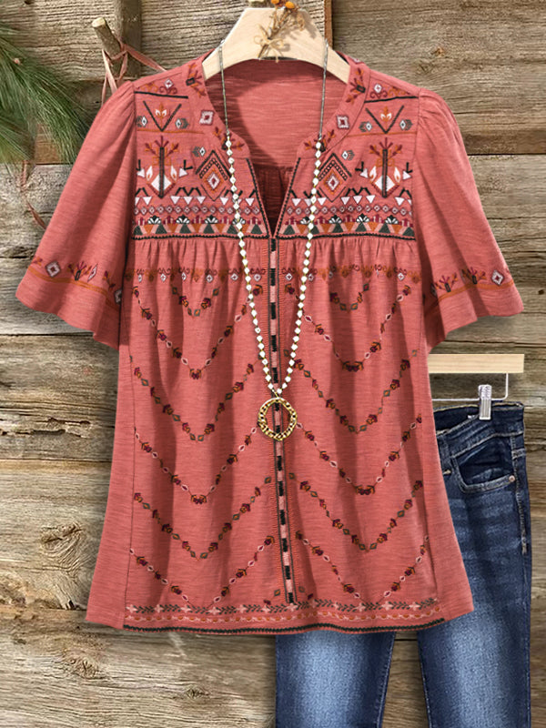 Embroidered Rust Harmony Top