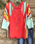 Sunset Trails Patchwork Hoodie Top