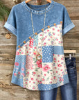 Rustic Patchwork Denim Tee