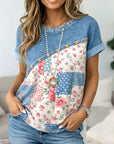 Rustic Patchwork Denim Tee