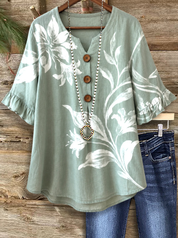 Sage Bloom Relaxed Top