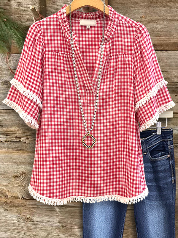 Sweet Picnic Fringe Blouse