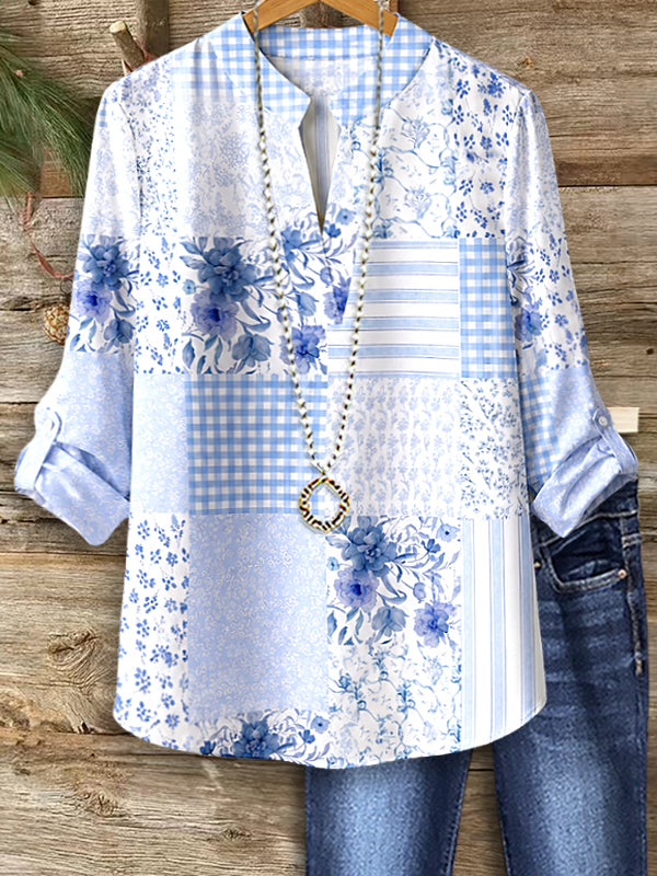 Bluebell Patchwork Henley Top