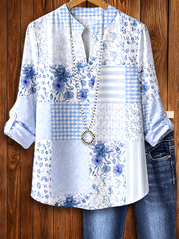 Bluebell Patchwork Henley Top
