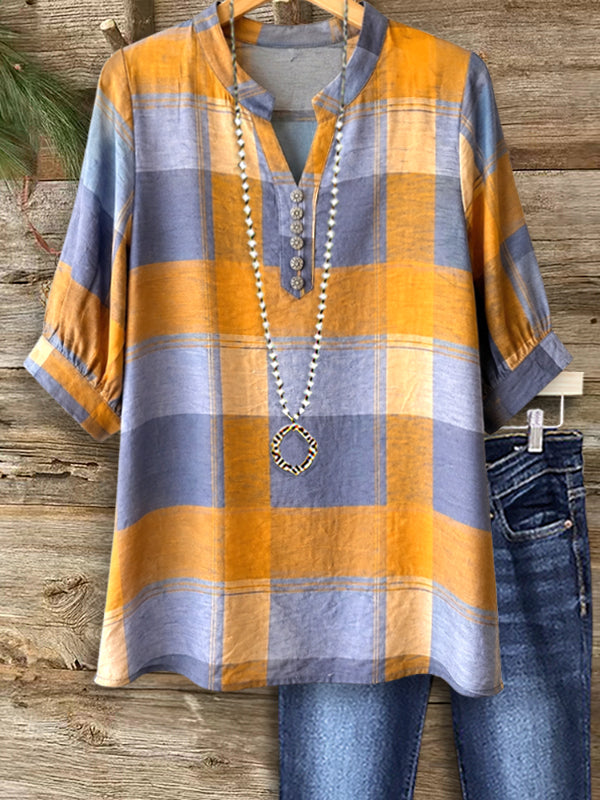 Golden Prairie Plaid Top