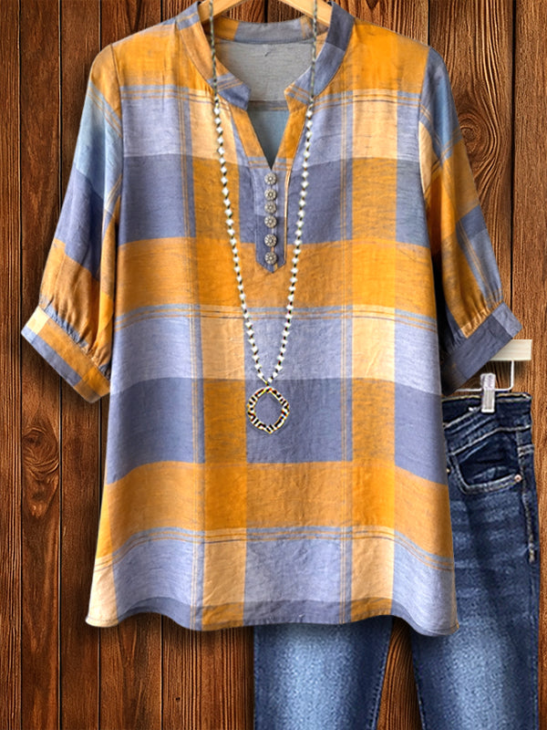 Golden Prairie Plaid Top