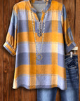 Golden Prairie Plaid Top