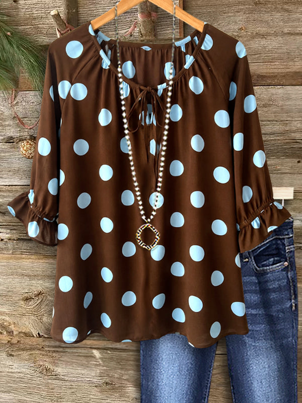 Mocha Dot Charm Blouse