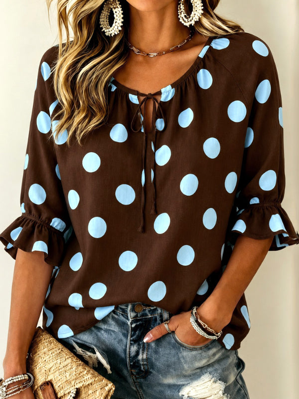 Mocha Dot Charm Blouse