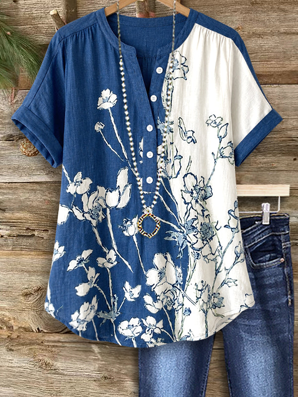 Coastal Bloom Button Top