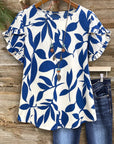 Ocean Leaf Ruffle Sleeve Tee
