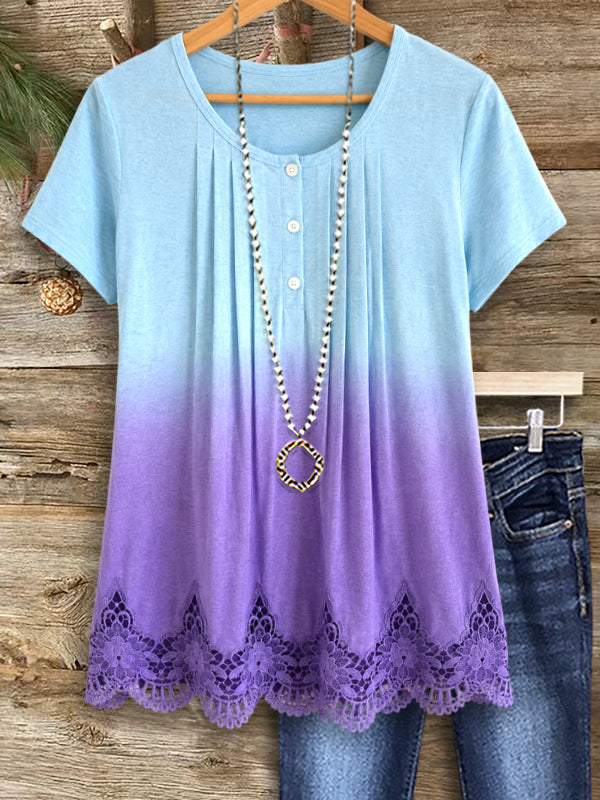 Lavender Mist Lace Hem Tee