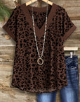 Mocha Leopard V-Neck Tee