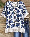 Blue Meadow Breeze Henley Blouse