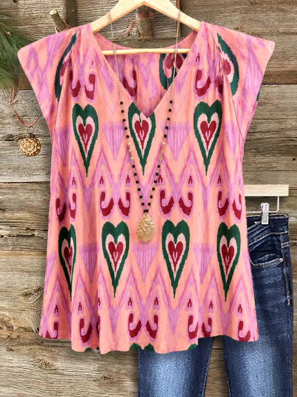 Boho Heartbeat V-Neck Top