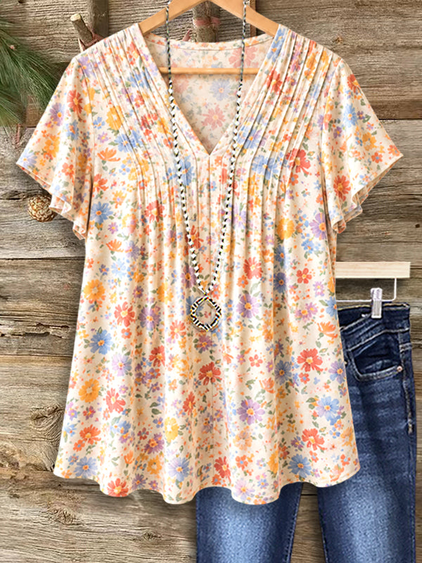 Meadow Bloom Pleated Blouse