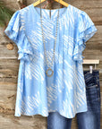 Sky Whisper Ruffle Sleeve Top