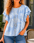 Sky Whisper Ruffle Sleeve Top