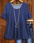 Navy Dot Swing Babydoll Top