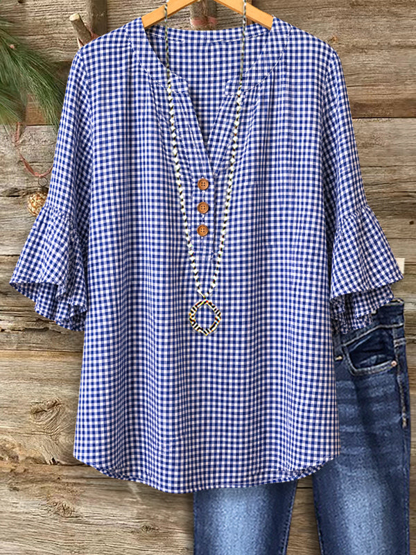 Harbor Check Flutter Blouse