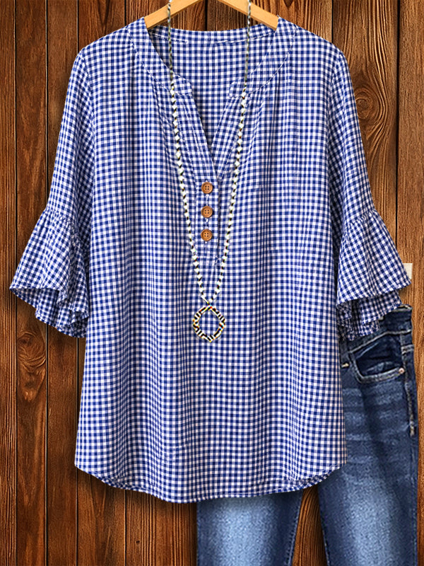 Harbor Check Flutter Blouse