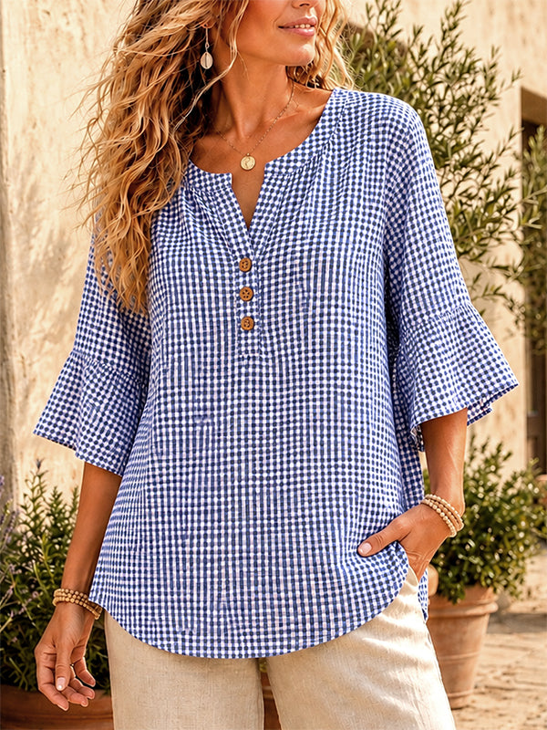 Harbor Check Flutter Blouse