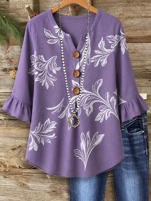 Lavender Bloom Button Top