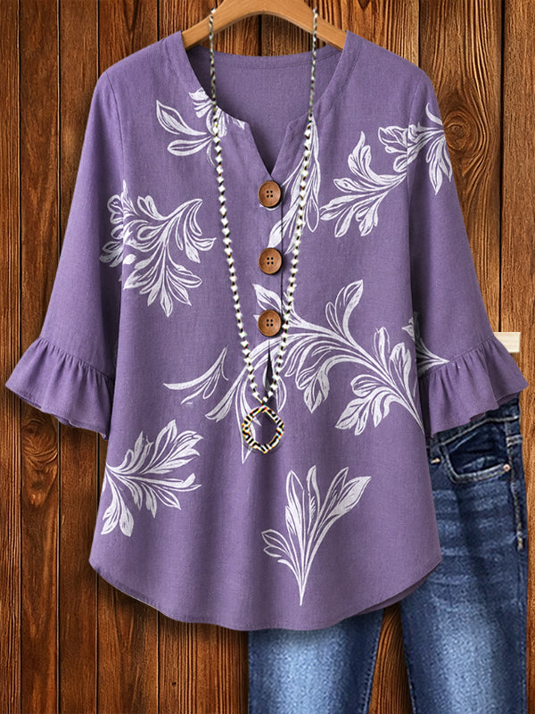 Lavender Bloom Button Top