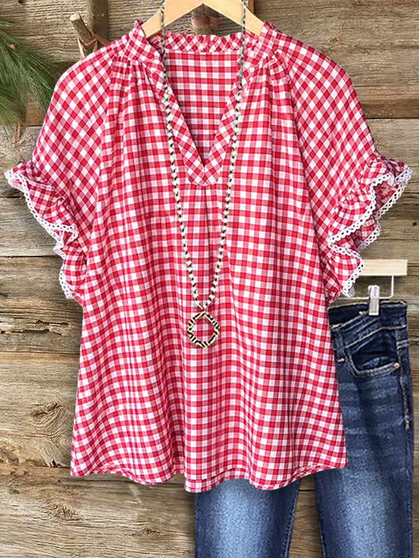 Sweet Picnic Gingham Flutter Top