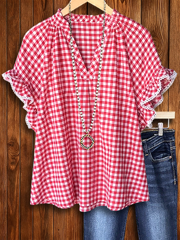 Sweet Picnic Gingham Flutter Top