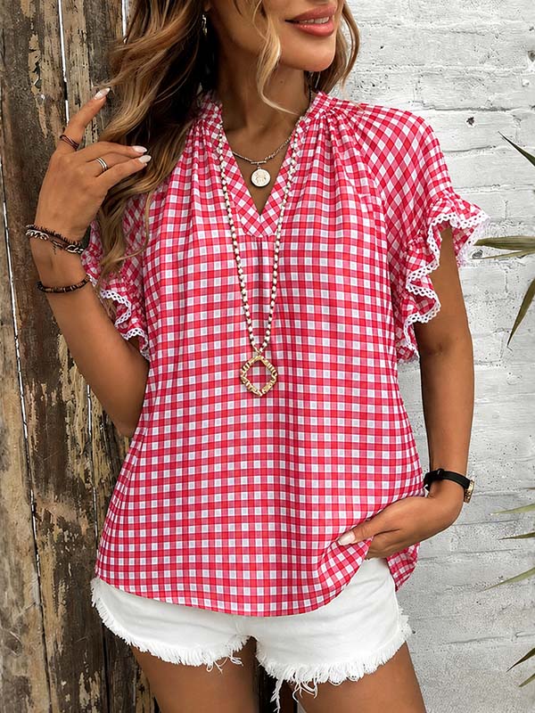 Sweet Picnic Gingham Flutter Top