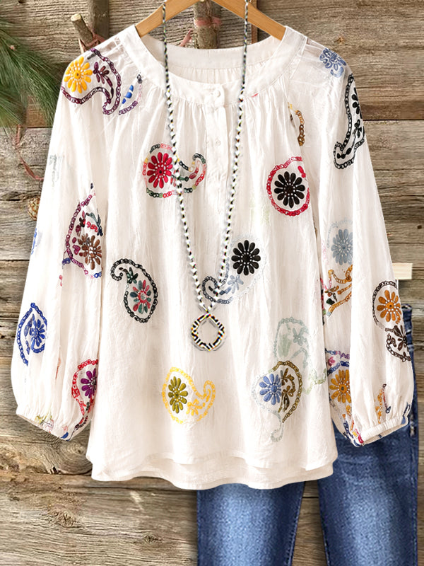 Boho Bloom Embroidered Peasant Blouse