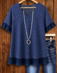 Navy Dot Lace Hem Tunic
