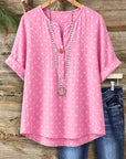 Blush Breeze Polka Dot Henley Top
