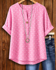Blush Breeze Polka Dot Henley Top