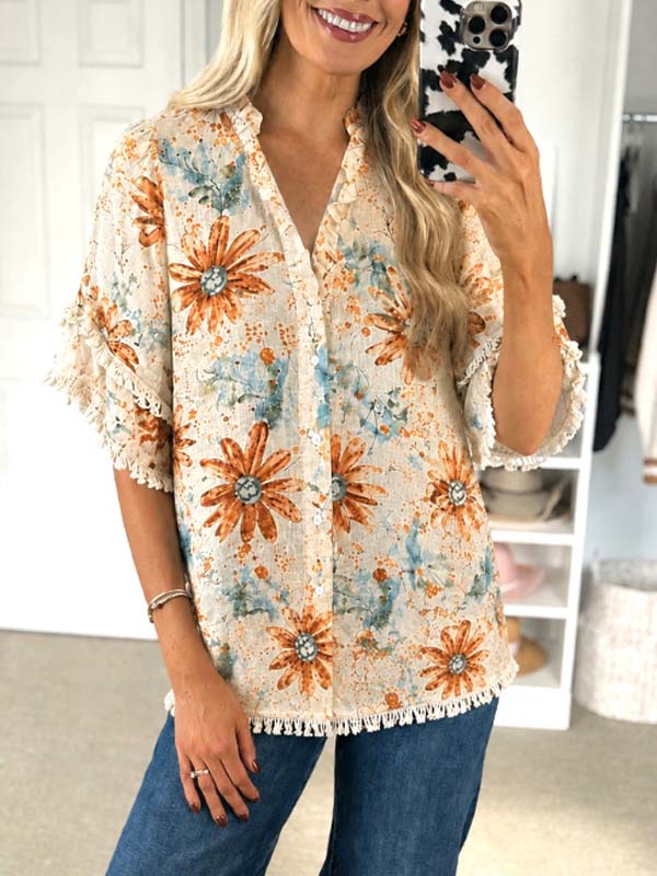 Golden Daisy Ruffle Shirt