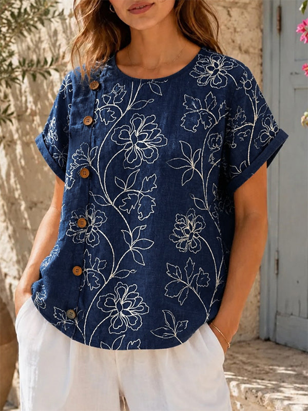 Midnight Garden Button Top