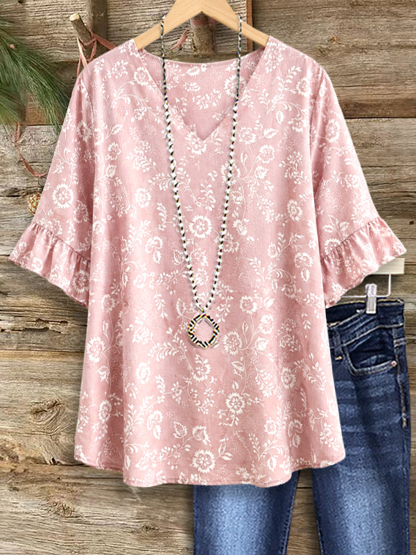 Blush Meadow Ruffle Blouse