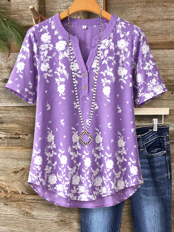 Lavender Bloom Henley Top