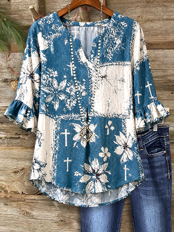 Vintage Breeze Patchwork Blouse