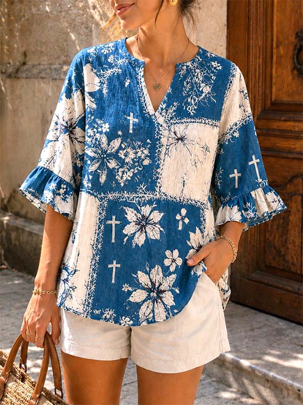 Vintage Breeze Patchwork Blouse