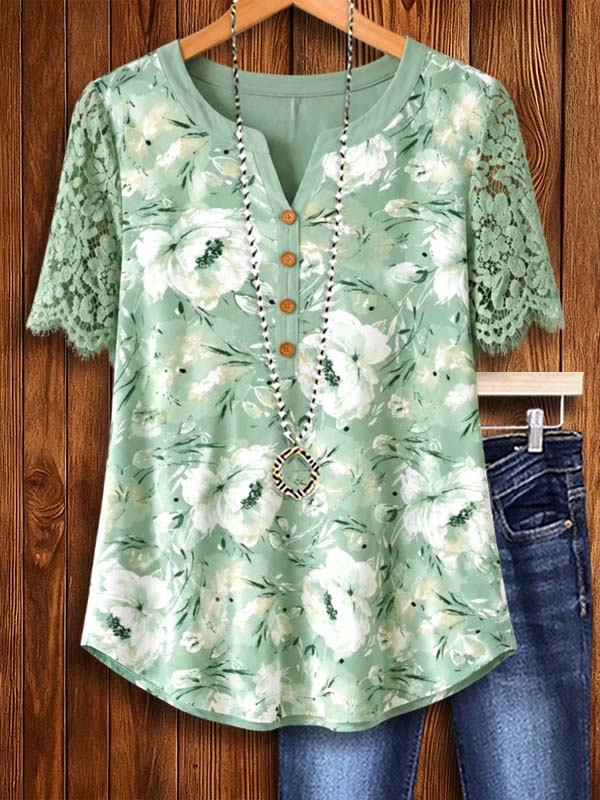 Sage Blossom Lace Tee